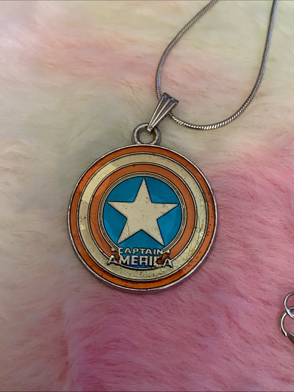 Marvel Captain America Shield Pendant - Turquoise, Orange & Cream